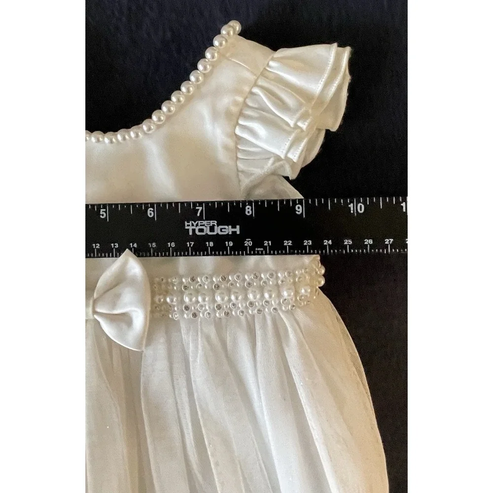 Couture Princess Dress White Bling Baby Girls Size 6 Months Party Holiday Pearls
